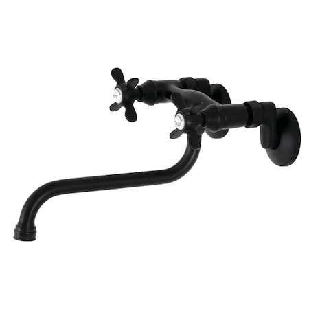 Kingston Brass KS115MB Adjustable Center Wall Mount Bathroom Faucet, Matte Black KS115MB